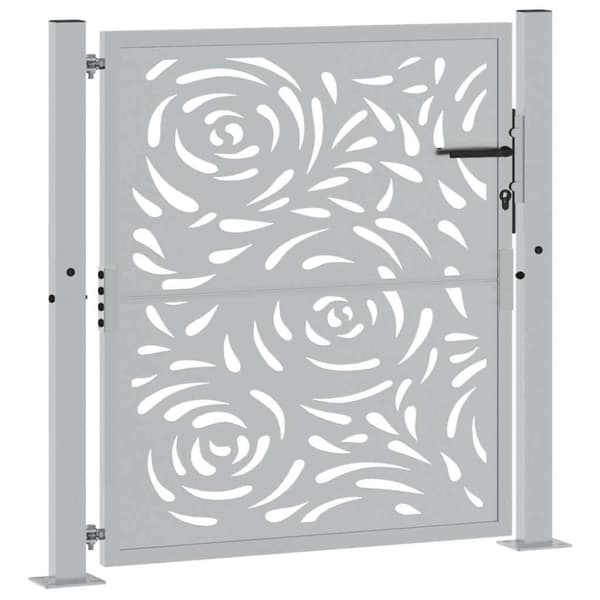 vidaXL Trädgårdsgrind 105x105 cm väderbeständigt stål flamma design
