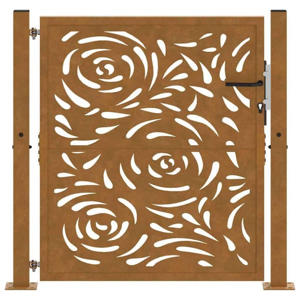 vidaXL Trädgårdsgrind 105x105 cm väderbeständigt stål flamma design