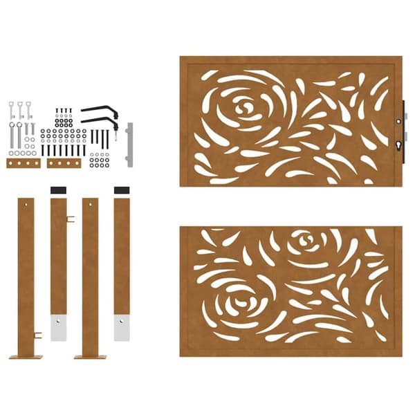 vidaXL Trädgårdsgrind 105x105 cm väderbeständigt stål flamma design