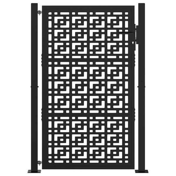vidaXL Puutarhaportti Musta 105x155 cm Teräsristisuunnittelu