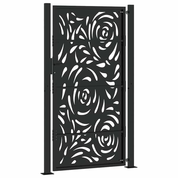 vidaXL Puutarhaportti Musta 105x180 cm Teräsliekki Design