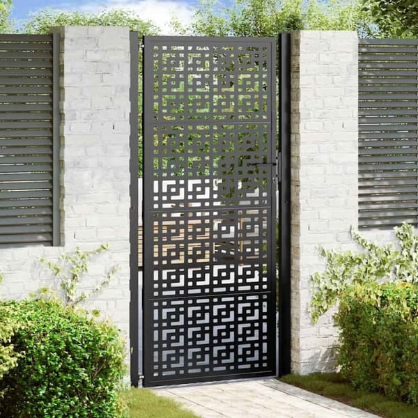 vidaXL havelåge 105x205 cm stål krydsdesign sort