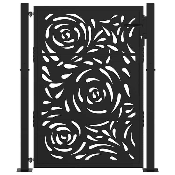 vidaXL havelåge 105x130 cm stål flamme design sort