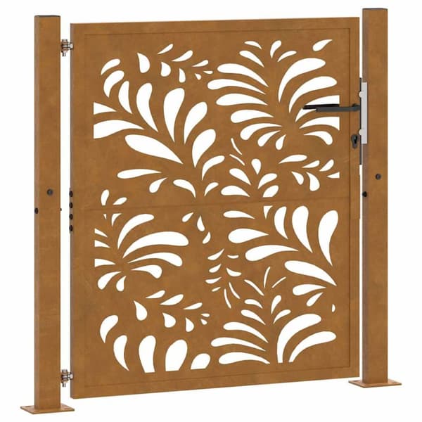 Trädgårdsgrind 105x105 cm väderbeständig stålvågdesign