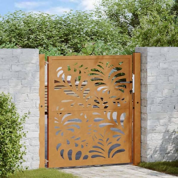 vidaXL Hageport 105x105 cm oksidert stål bølgedesign