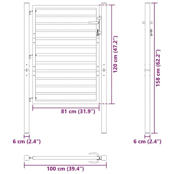 vidaXL Trädgårdsgrind låsbar svart 100x120 cm aluminium