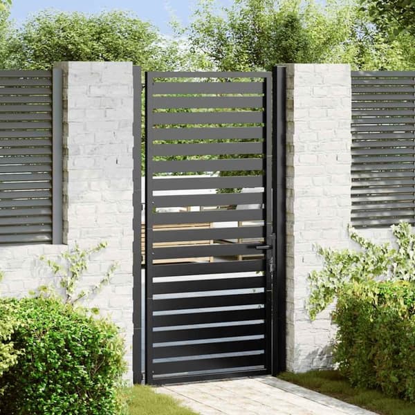 vidaXL Hageport låsbar svart 100x180 cm aluminium