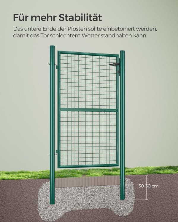 Puutarhaportti, SONGMICS, 106 x 150 cm, Harmaa, GGD200GY