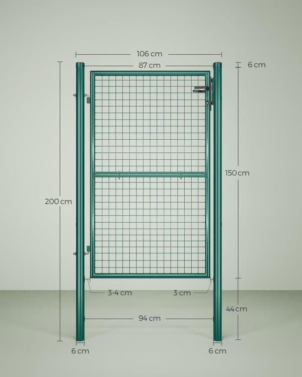 Puutarhaportti, SONGMICS, 106 x 150 cm, Harmaa, GGD200GY