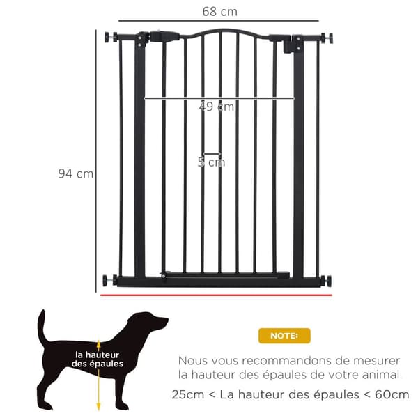 Rootz Dog Gate - Laajennettava PET -portti - Turvaeste - kaksinkertainen lukitus - 74-80 cm leveys - musta
