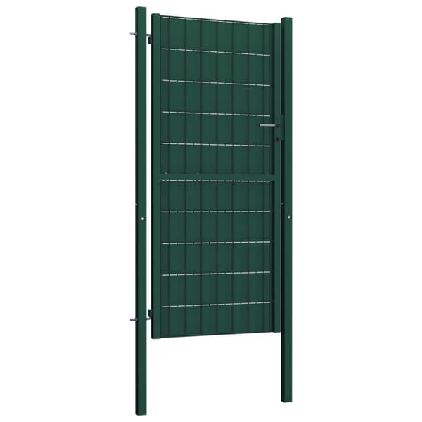 Trädgårdsgrind PVC och stål 100x124 cm grön