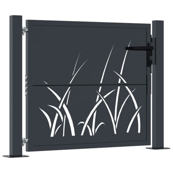 Trädgårdsgrind antracit 105x80 cm stål gräsdesign