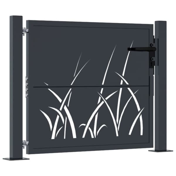 Trädgårdsgrind antracit 105x105 cm stål gräsdesign