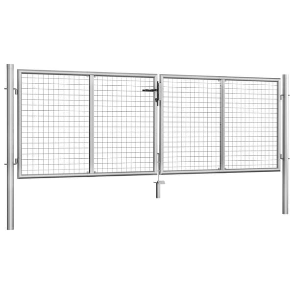 Trädgårdsgrind galvaniserat stål 306x125 cm silver