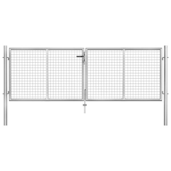 Trädgårdsgrind galvaniserat stål 306x125 cm silver