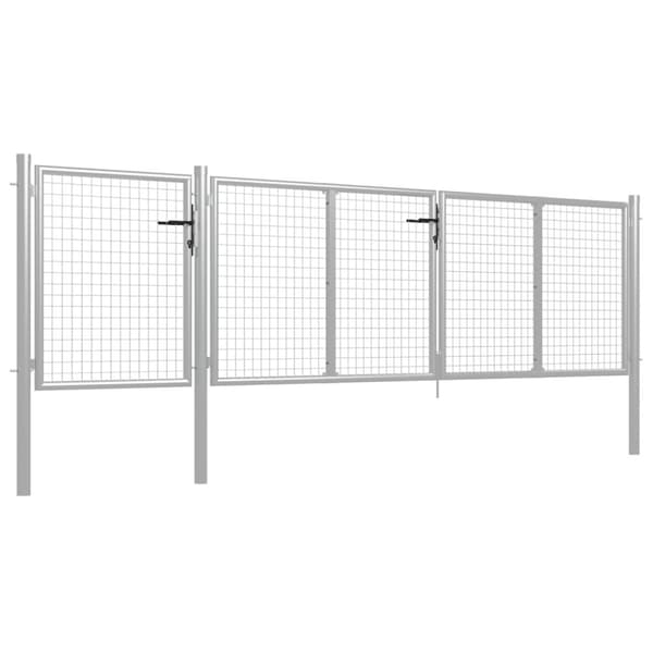 Trädgårdsgrind stål 400x100 cm silver