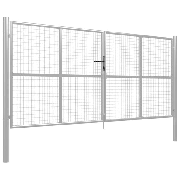Trädgårdsgrind galvaniserat stål 415x200 cm silver