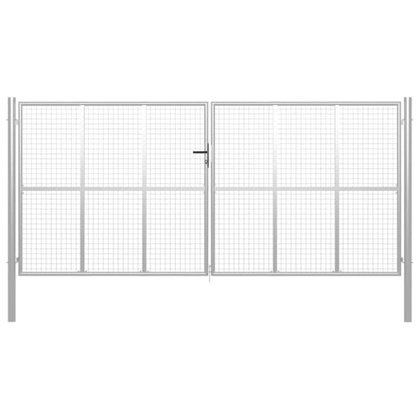 Trädgårdsgrind galvaniserat stål 415x225 cm silver