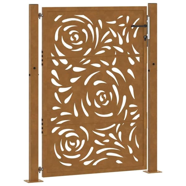 Trädgårdsgrind 105x130 cm väderbeständig stålflamma design