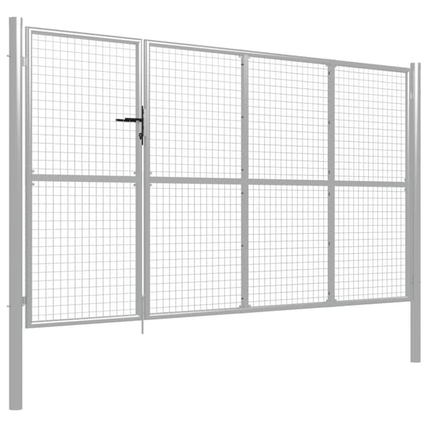 Trädgårdsgrind stål 350x150 cm silver