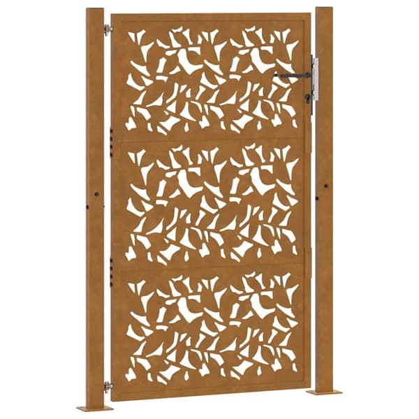 Trädgårdsgrind 105x155 cm väderbeständig bladdesign i stål
