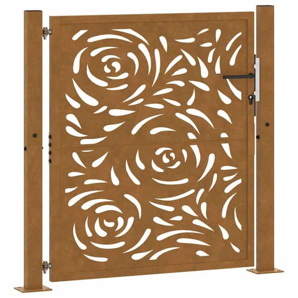 Trädgårdsgrind 105x105 cm väderbeständigt stål flamma design