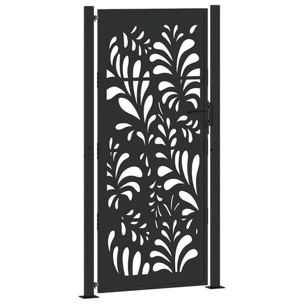 Trädgårdsgrind svart 105x205 cm stålvåg design