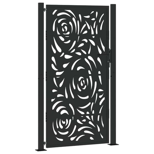 Trädgårdsgrind svart 105x180 cm stålflamma design