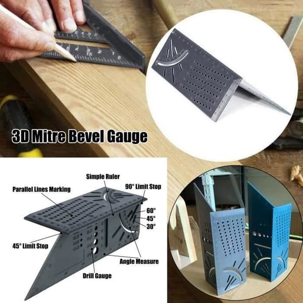 Bärbar 3D Gerings fyrkantig linjal Mät träbearbetningsmätare GRÖN