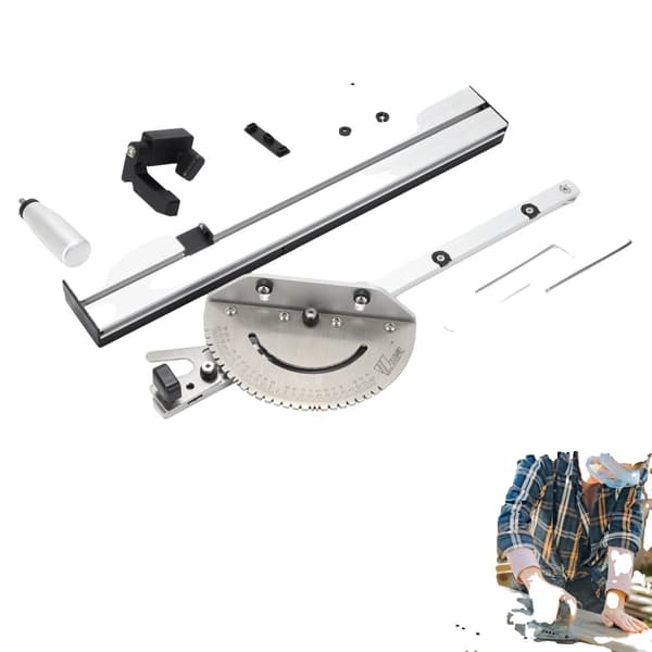 Højpræcisions miter gauge sæt, 450 mm længde, justerbar flip stop, kompatibel med standard miterstænger.
