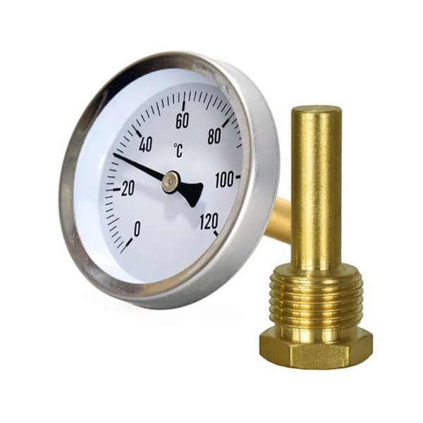 Termometer 1/2” bagindgang, 100 mm 0-120°C