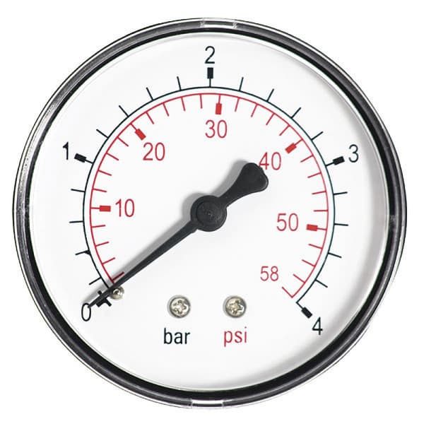 2,5 bar trykmåler, 63 mm skive, 1/4" bagindløb