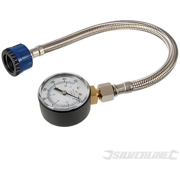 Tryckmätare för vattenrör - SILVERLINE - Rostfritt stål - 9mm - 3/4" - Grå och blå