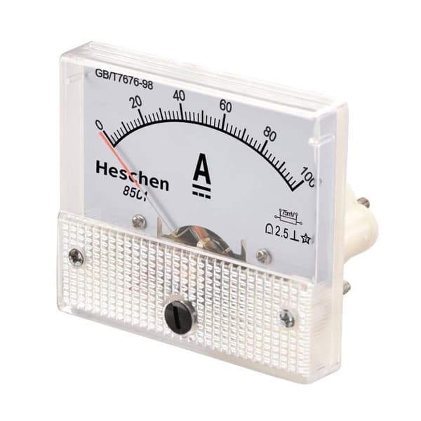 Heschen - 85C1-100A - rektangulärt panel monterat amperemeter meter DC 0-100A klass 2.5 vit