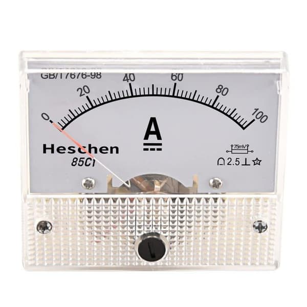 Heschen - 85C1-100A - rektangulärt panel monterat amperemeter meter DC 0-100A klass 2.5 vit