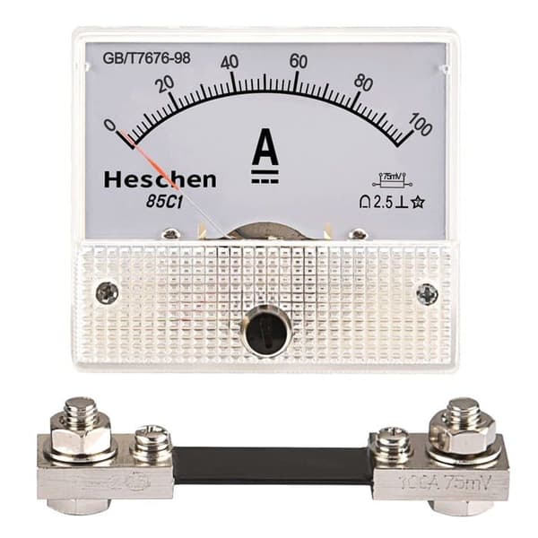Heschen - 85C1-100A - rektangulärt panel monterat amperemeter meter DC 0-100A klass 2.5 vit