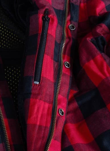 DAME KEVLAR SKJORTE FLANNEL RØD SORT CE 17092:2020 MC SKJORTE - MCV