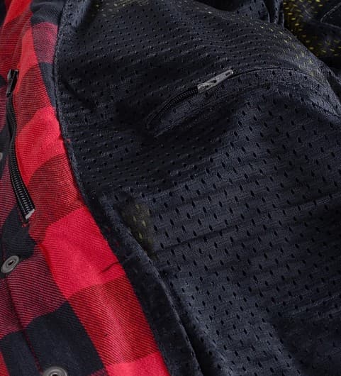 DAME KEVLAR SKJORTE FLANNEL RØD SORT CE 17092:2020 MC SKJORTE - MCV