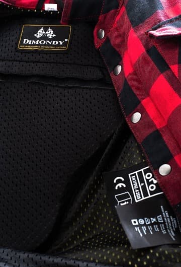 JUNIOR / BØRN FLANNEL LYNLÅS KLASSISK RØD/SORT CE KEVLAR SKJORTE - MCV DS5