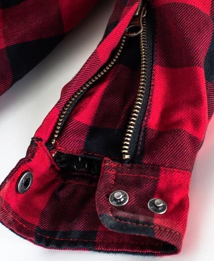 JUNIOR / BARN FLANELL GLIDELÅS KLASSISK RØD/SVART CE KEVLAR SKJORTE - MCV DS5
