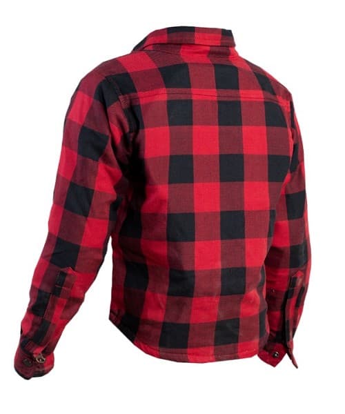 JUNIOR / BØRN FLANNEL LYNLÅS KLASSISK RØD/SORT CE KEVLAR SKJORTE - MCV DS5