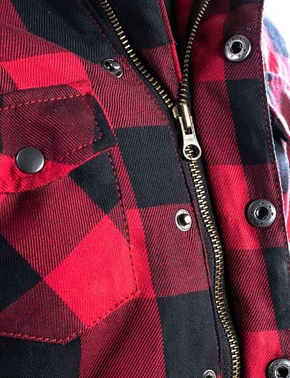 JUNIOR / BARN FLANELL ZIPPER CLASSIC RED/BLACK CE KEVLAR SKJORTA - MCV DS5