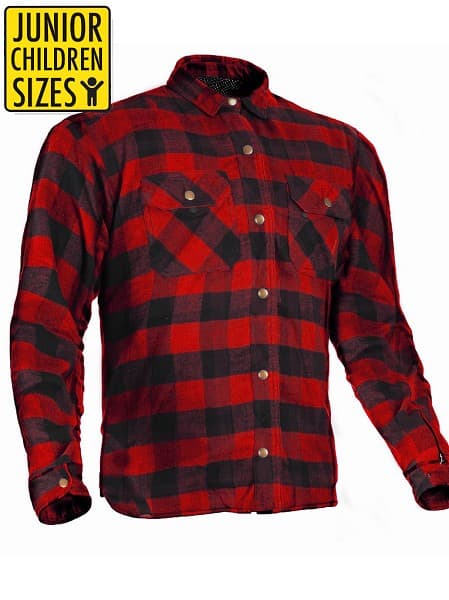 JUNIOR / BARN FLANELL ZIPPER CLASSIC RED/BLACK CE KEVLAR SKJORTA - MCV DS5