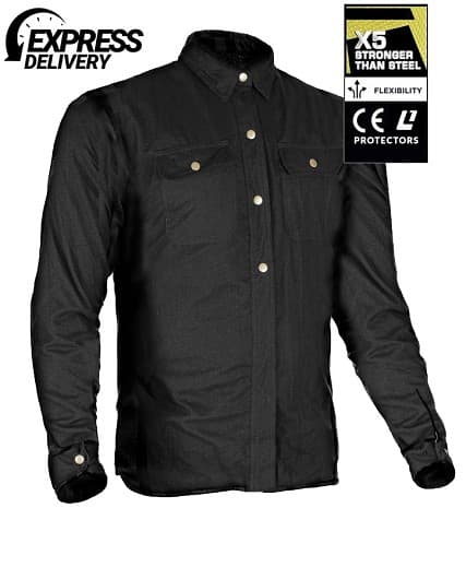 KEVLARSKJORTA FULL BLACK CE 17092:2020 FLANELL MC SKJORTA - MCV DS5