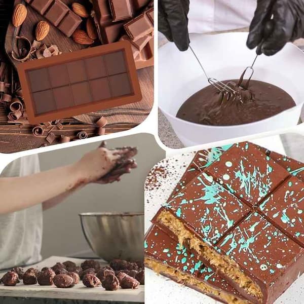 1 tums djup chokladstångsform 10 Snap, stor 2-pack silikon tjocka chokladstångsformar, Dubai chokladstångsform