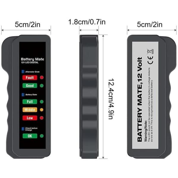 Batteritestare - Bil - 12V - 6 LED - Portabel - Generatoranalysator