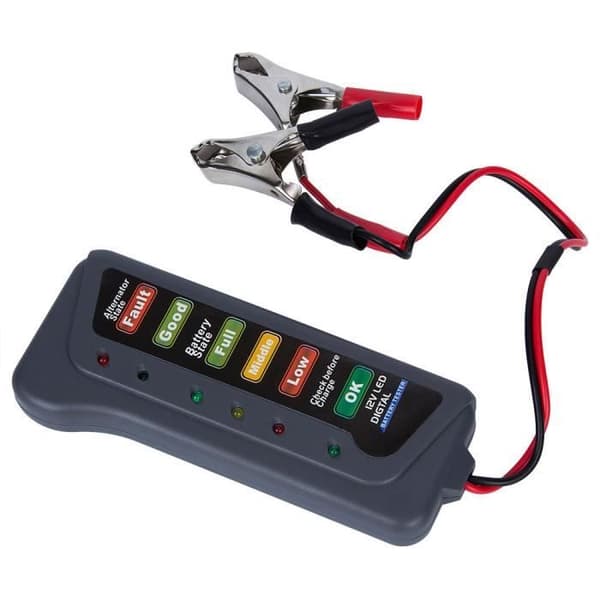 Luxtech 12V LED Digital Batteri Generator Bil Motorcykel Batteri Tester med 6 multifunktionsdisplaylampor