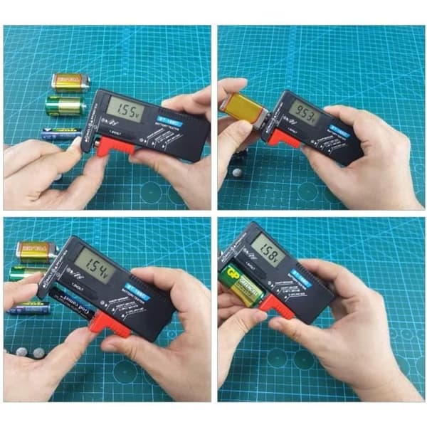 Digital batteritestare Kapacitetsdetektor Diagnostiskt verktyg Volt Checker för AAA AA CD 9V 1,5V knappcellsbatteri BT-16 193