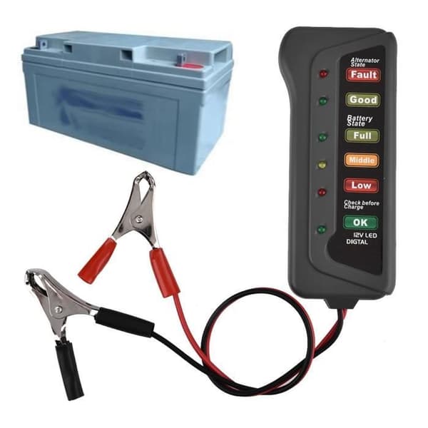 12V digital batterikontrollgenerator + 6 LED-ljusdisplay, bilbatteritestare Batteritestare