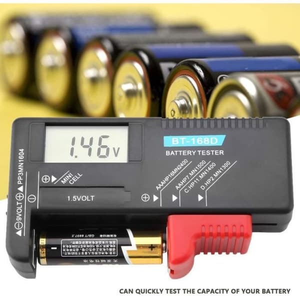Batteritestare - BiuZi Digital LCD-skärm Universal AA-AAA-C-D knappcellsbatteritestare - 9V - 1,5V BT-168D[237]